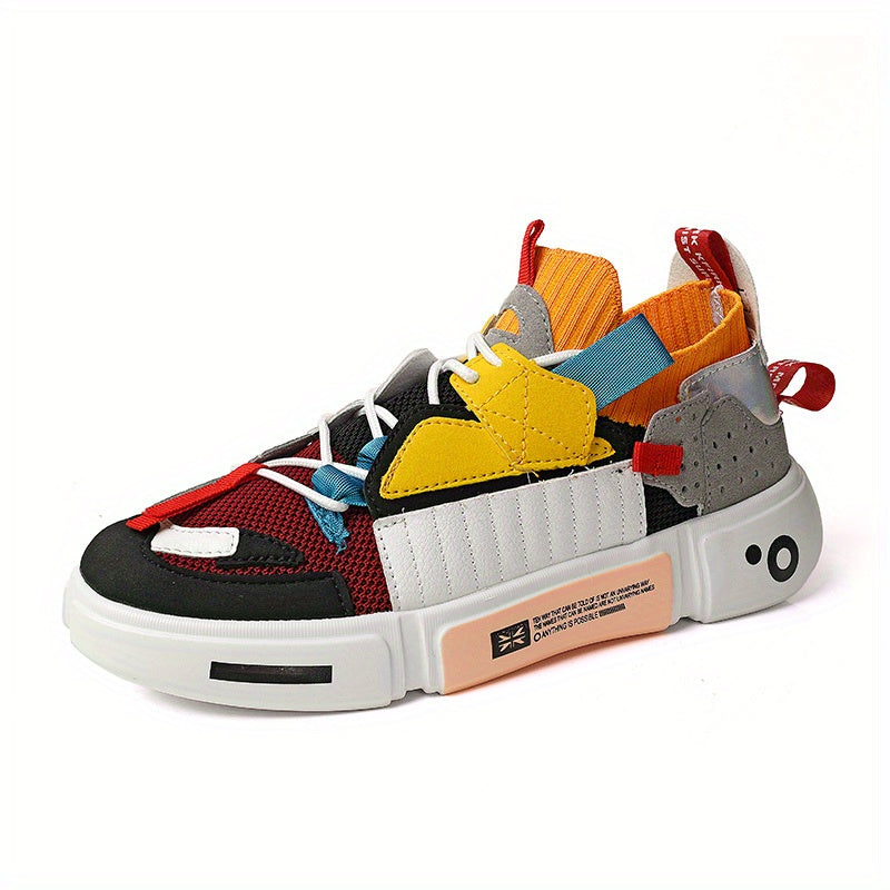Men's Lace up Sneakers Patchwork Athletic Shoes Breathable Running Basketball