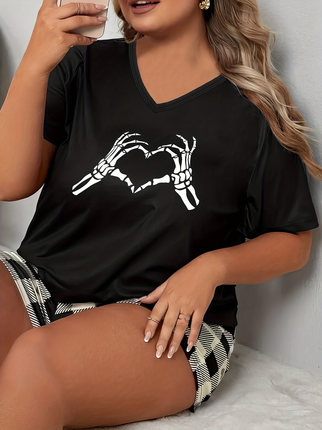  Casual Loungewear Top Short Sleeve V Neck Medium S