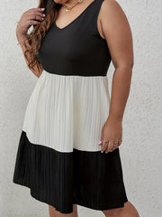 Ribbed Colorblock Tank Dress