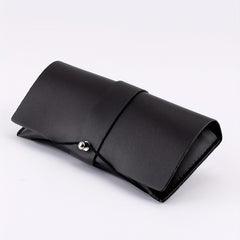 Solid PU Leather Sunglasses Storage Case Pouch Portable Eyewear Container
