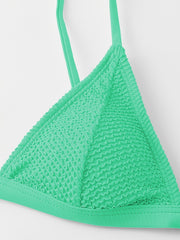 Green V Neck Ruched 2 Piece Bikini Set Spaghetti Strap Swimsuit