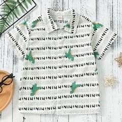 Boys Letter Dinosaur Print Shirt Kids Summer Clothes