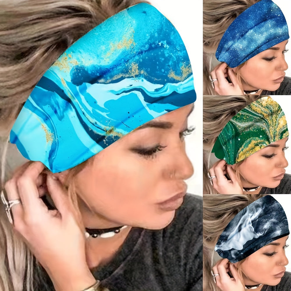 Colorful Ocean Series Hair Band Sports Sweatband for Women Girls