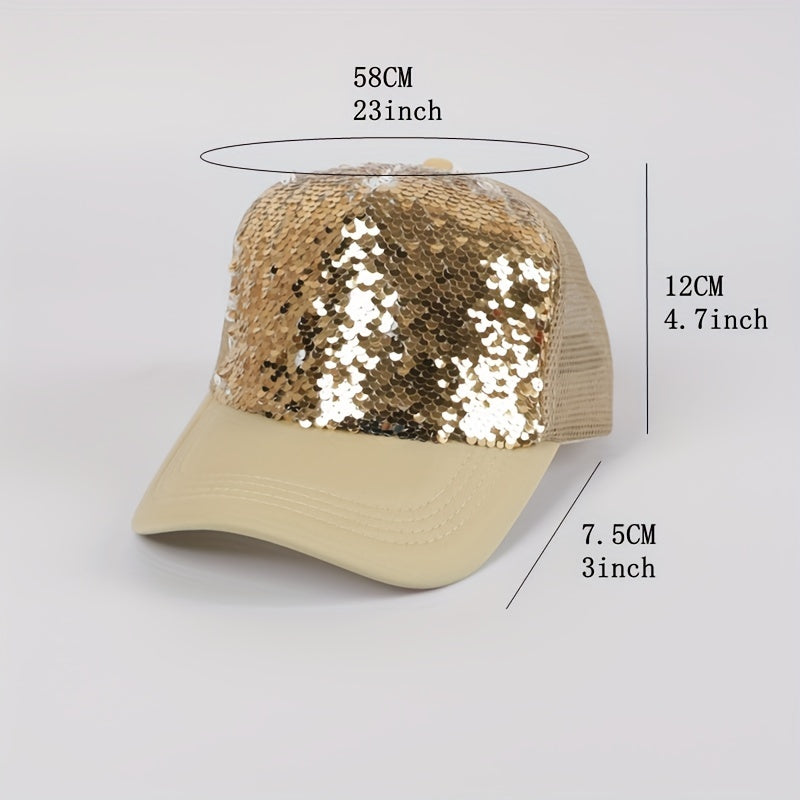 Magic Sequin Cotton Adjustable Summer Mens Peaked Cap