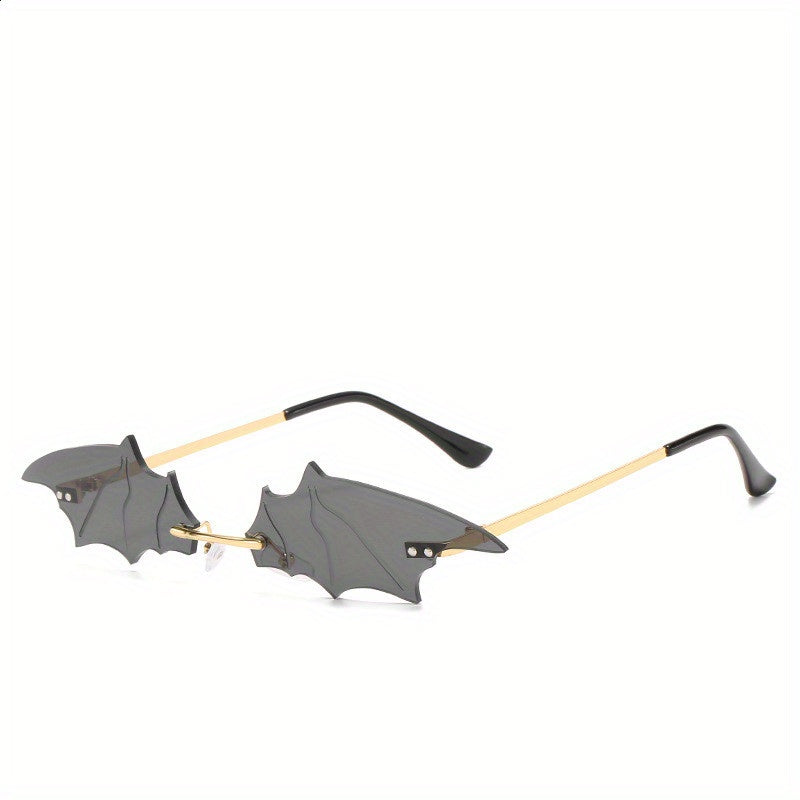 Y2K Bat Sunglasses Rimless Metal Eyeglasses Women Men