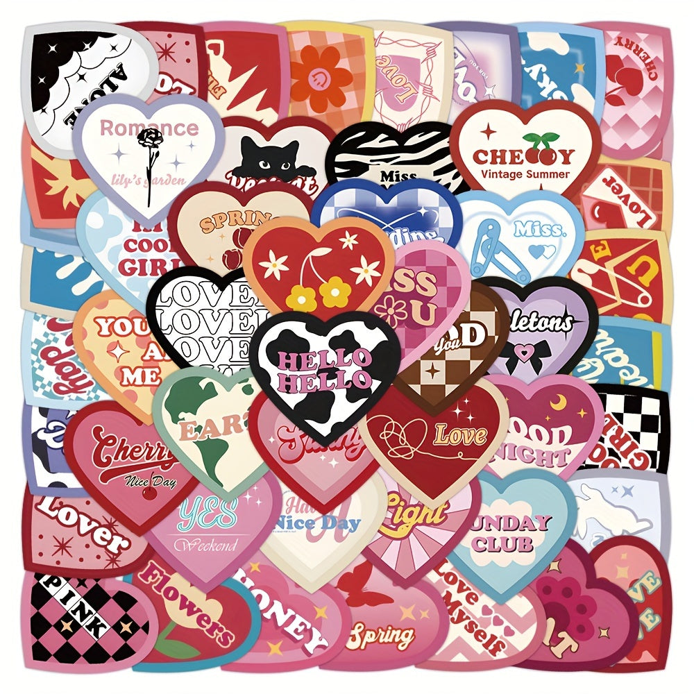 50pcs Love Heart Graffiti Stickers for Suitcases Laptop Helmet Scrapbook DIY