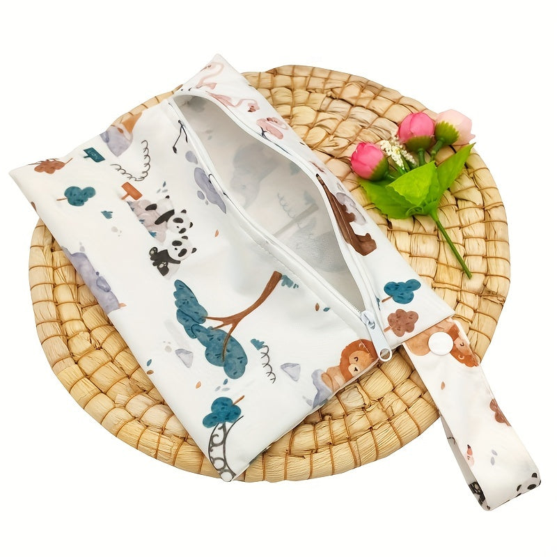 2pcs Animal Print Diaper Bag Washable Cloth Diaper Bag Travel Storage Bag