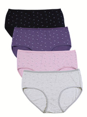 4 Pack Women's Plus Floral Print Stretch Underwear Set