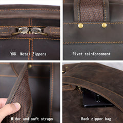 Retro Leather Backpack Men's Casual Large Capacity