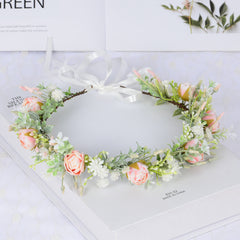 Mediterranean Style Flower Rattan Wreath Headband for Girls