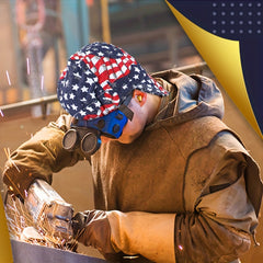 Flame Resistant Welding Cap American Flag Print Mesh Liner Elastic Low Crown