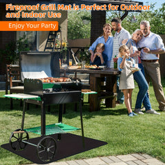 Fireproof Double Sided BBQ Mat for Outdoor BBQ & Indoor Fireplace
