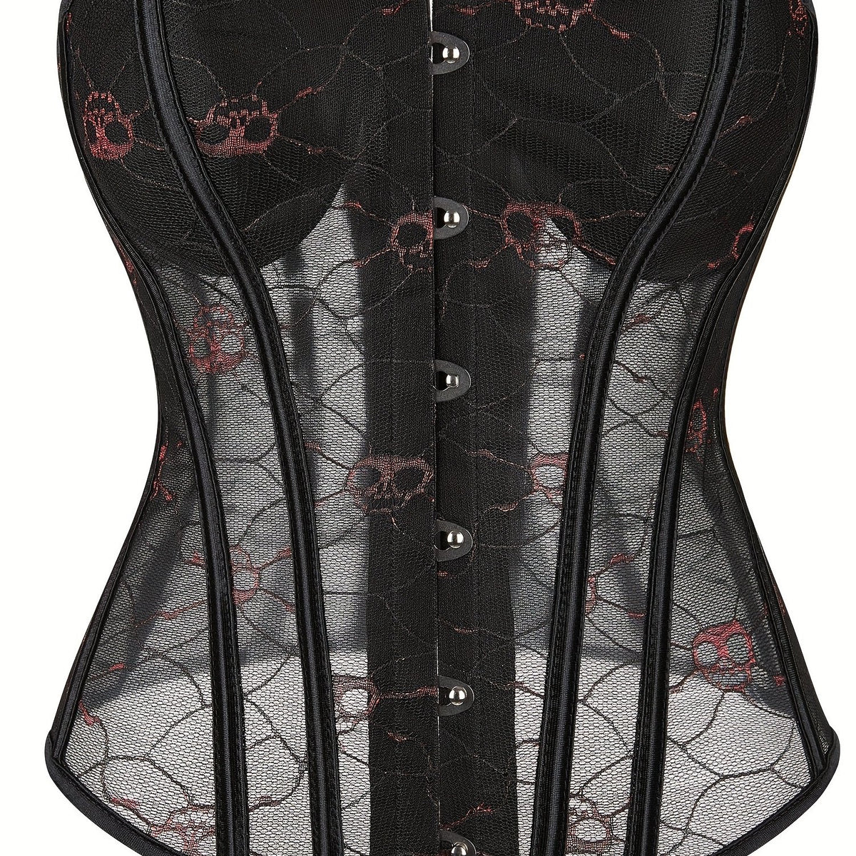 Skull Pattern Strapless Corset Tummy Control Lace Up Body Shaper