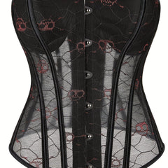 Skull Pattern Strapless Corset Tummy Control Lace Up Body Shaper