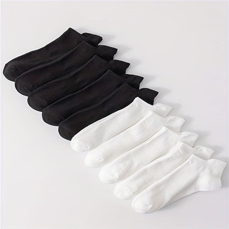 10 Pairs Solid Low Cut Socks Soft & Comfy Women's Stockings