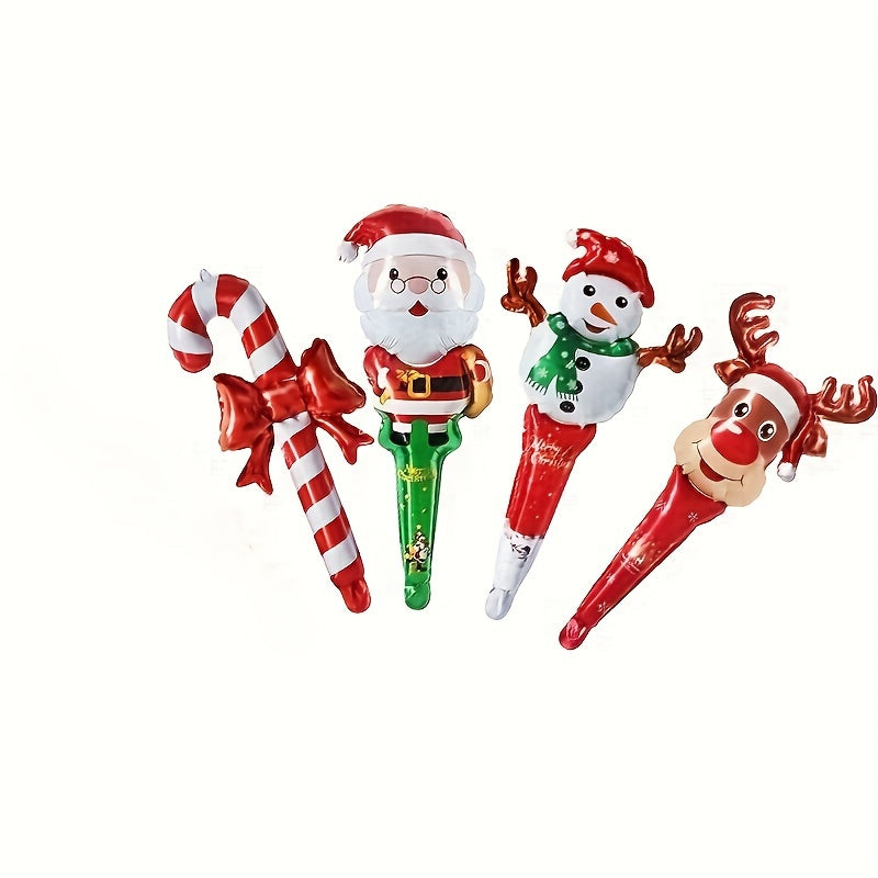 5pcs Cartoon Christmas Aluminum Film Balloon Handheld Stick Decoration Gift