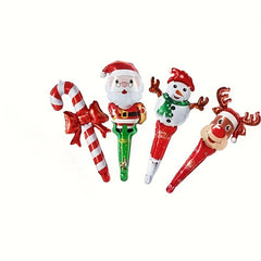 5pcs Cartoon Christmas Aluminum Film Balloon Handheld Stick Decoration Gift