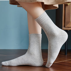 5 Pairs Women's Soft Mid Tube Solid Socks Stockings & Hosiery
