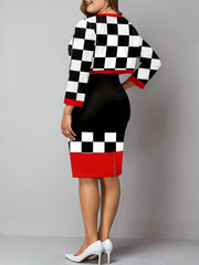  Colorblock Checker Print 2-Piece Set
