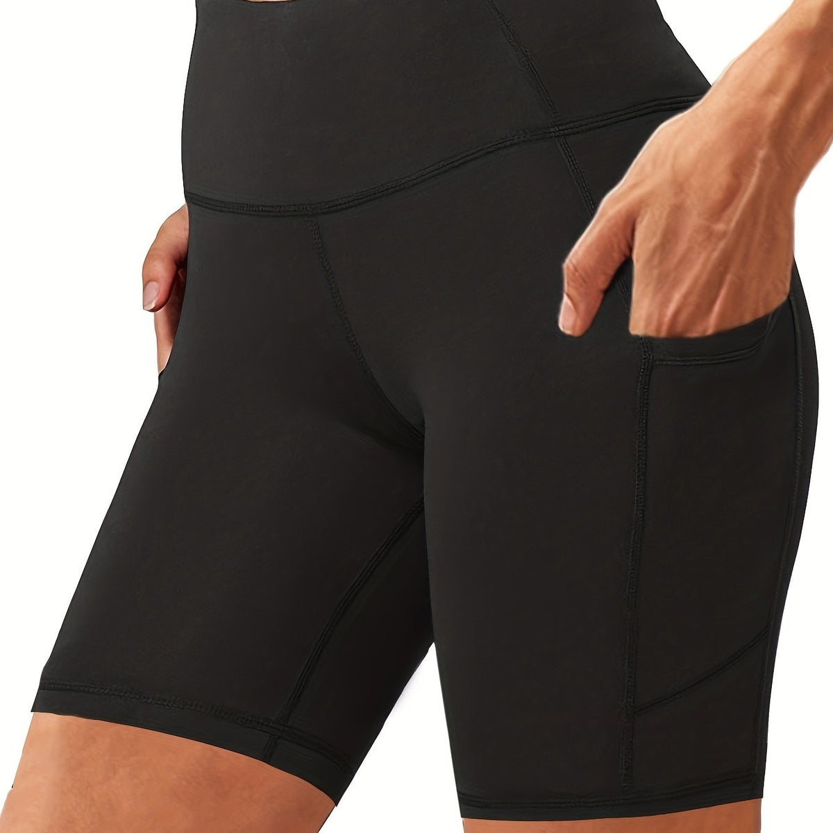 High Stretch Biker Shorts with Side Pockets