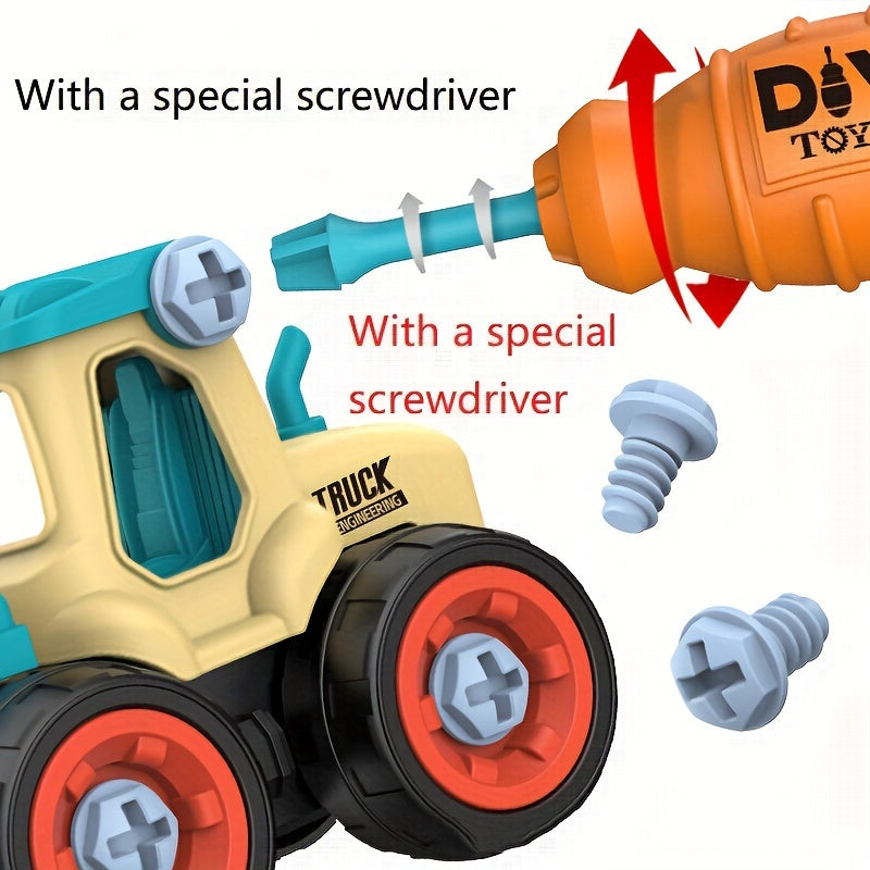 4 Piece DIY Engineering Toy Set Construction Vehicles for Kids Ages 3