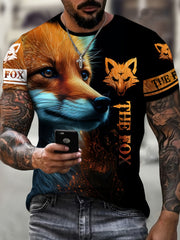Men's Fox Animal Print Short Sleeve T-shirt
