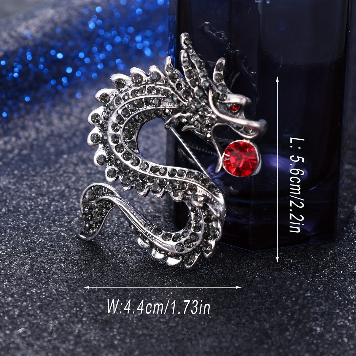 Zodiac Dragon Rhinestone Brooch - Unisex