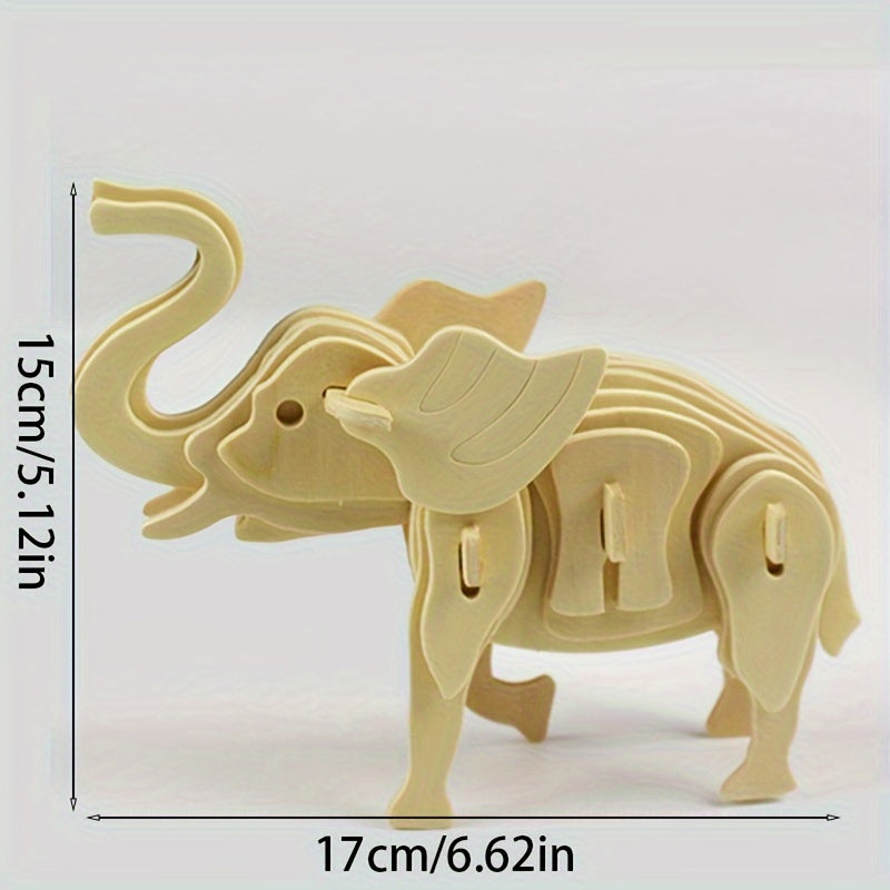 3D Animal Wooden Puzzle Educational Toy DIY Building Block Model