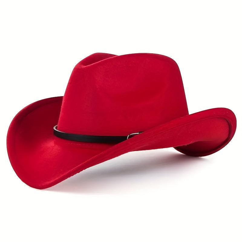 Classic Jazz Cowboy Hat Unisex Rolled Brim Western Felt Fedora Cap