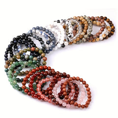 8mm Natural Stone Beaded Bracelet Healing Energy Semi Precious Gemstone