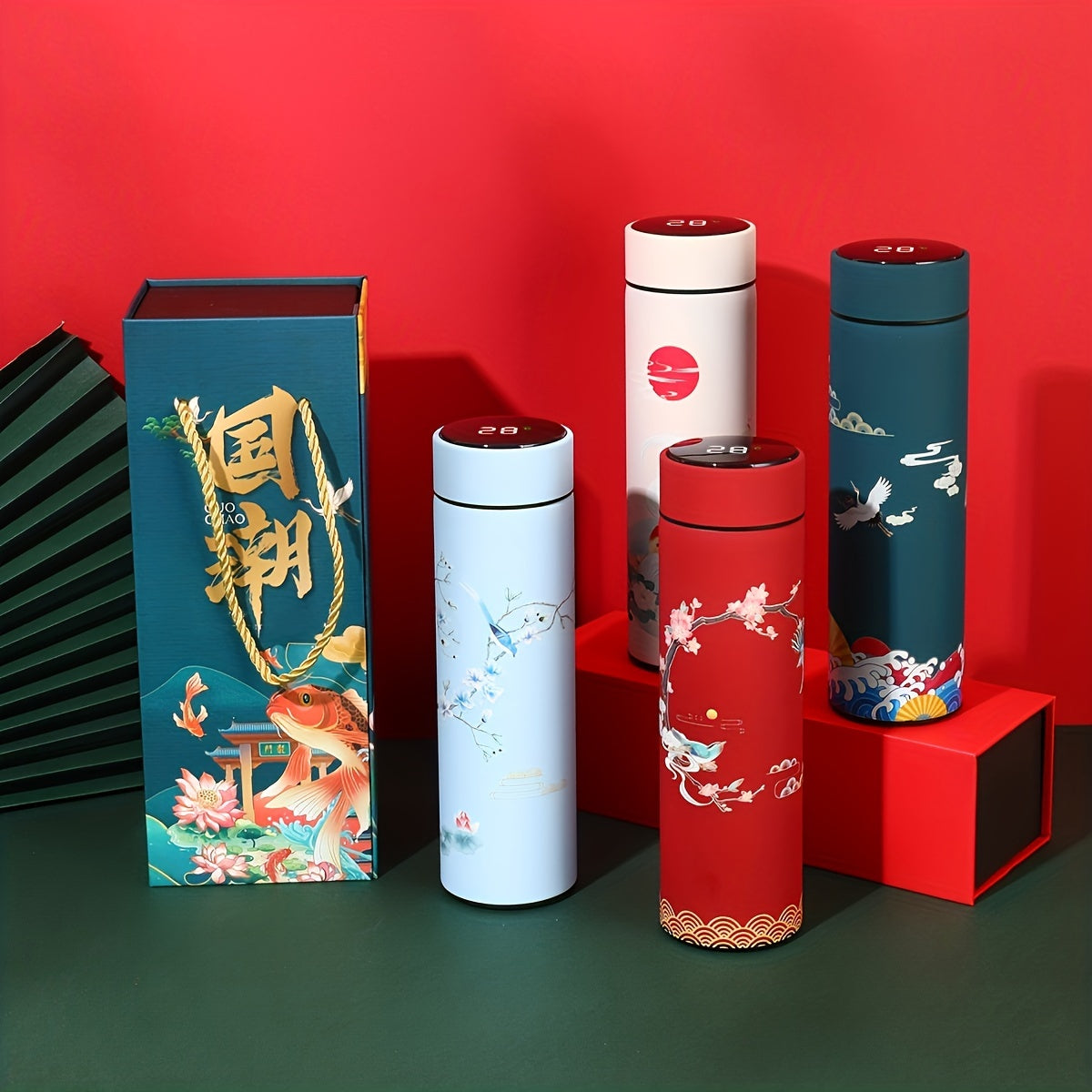 500ml Stainless Steel Vacuum Water Cup Chinese Style Insulated Bottle