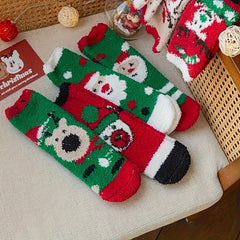 7 Pairs Christmas Print Socks Comfy & Fuzzy Warm Women's Stockings