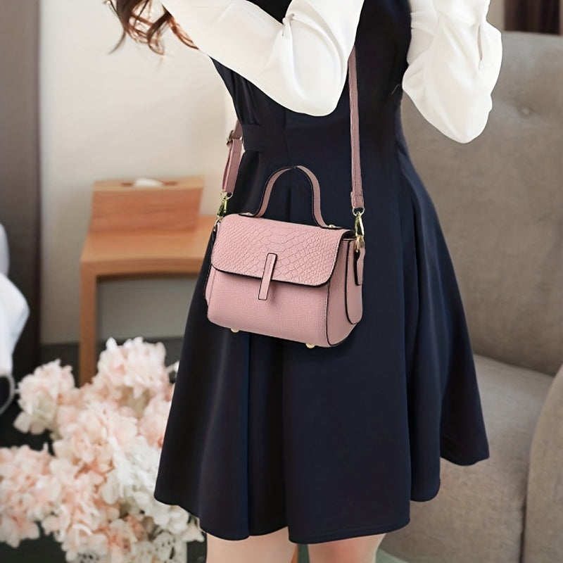 Small Snakeskin Embossed Crossbody Bag Women's Top Handle Purses