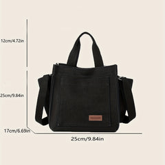 Letter Patch Canvas Crossbody Bag Women's Handbag