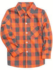 Plaid Print Men's Casual Long Sleeve Shirt with Chest Pocket