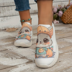 Cartoon Print Heighten Running Shoes Shock Absorption Non Slip Sneakers