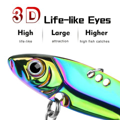 Reflective VIB Sequins Long Throw Lure with Feather Hook
