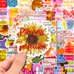 50pcs Vinyl Stickers for Notebooks - Reusable Inspirational Motivational Decals