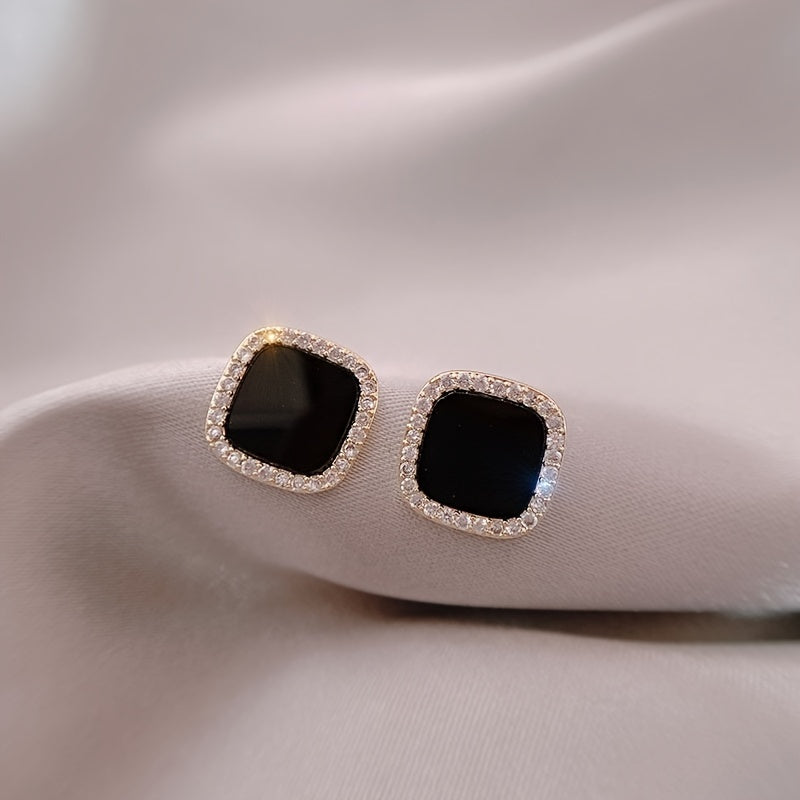 Rhinestone Square Stud Earrings