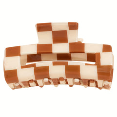 Brown Hair Clip Barrettes Rectangular Claw Clips For Women No Slip Grip
