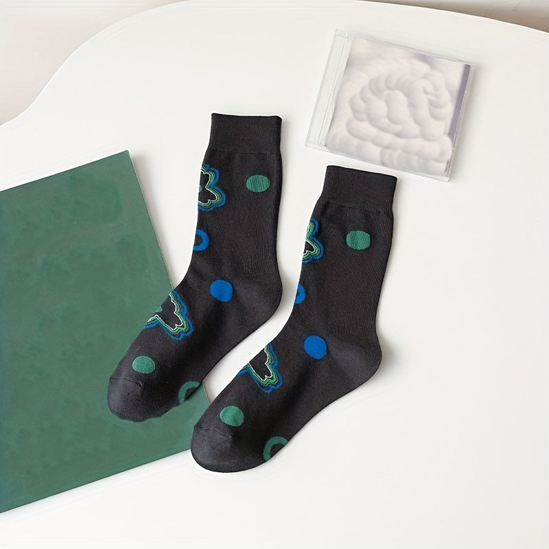 3 Pairs Colorblock Crew Socks Women's Stockings