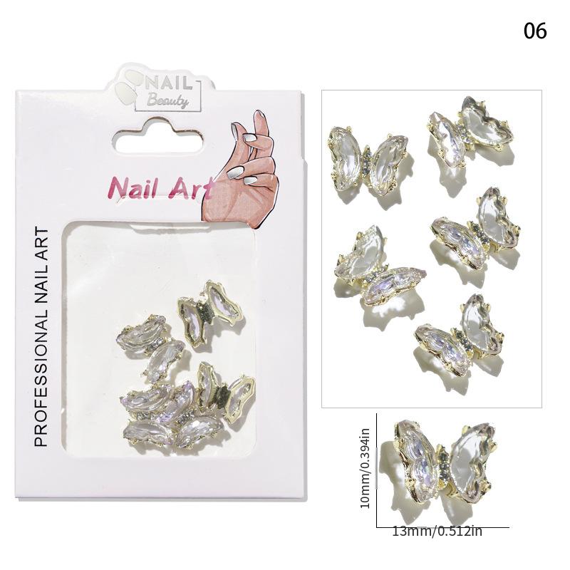 Aurora Butterfly Nail Stickers with Rhinestone Jewels for Sparkling Manicure
