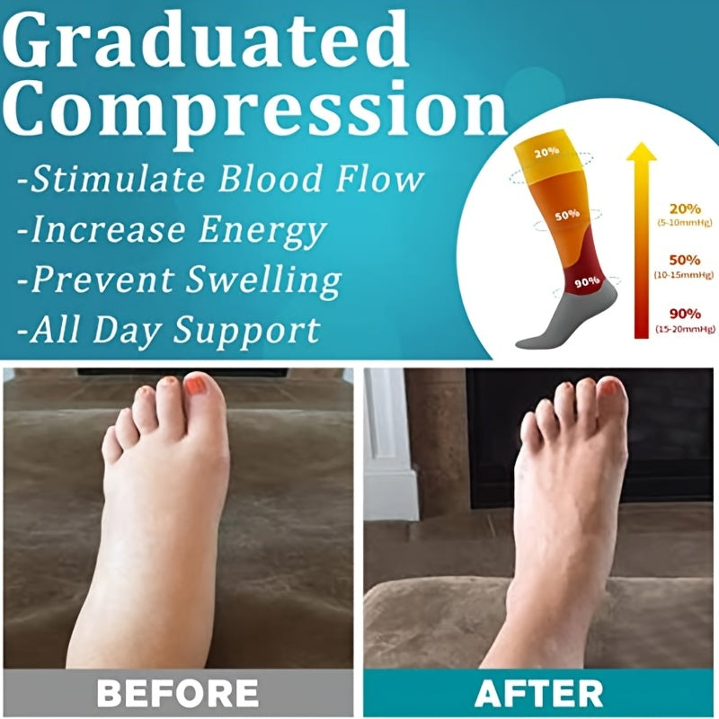 6 Pack Copper Compression Socks for Men and Women - Circulation Support