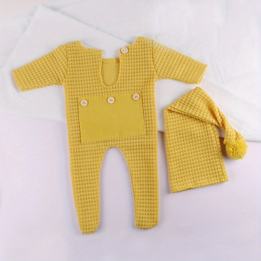 Cute Newborn Photography Outfit - Bodysuit & Knitted Suit
