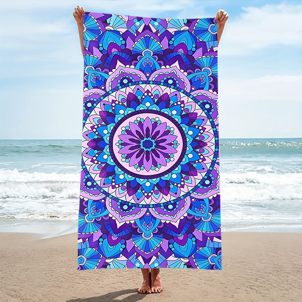 Boho Beach Towel Quick Drying Soft Absorbent Double Sided Plush Fabric Blanket