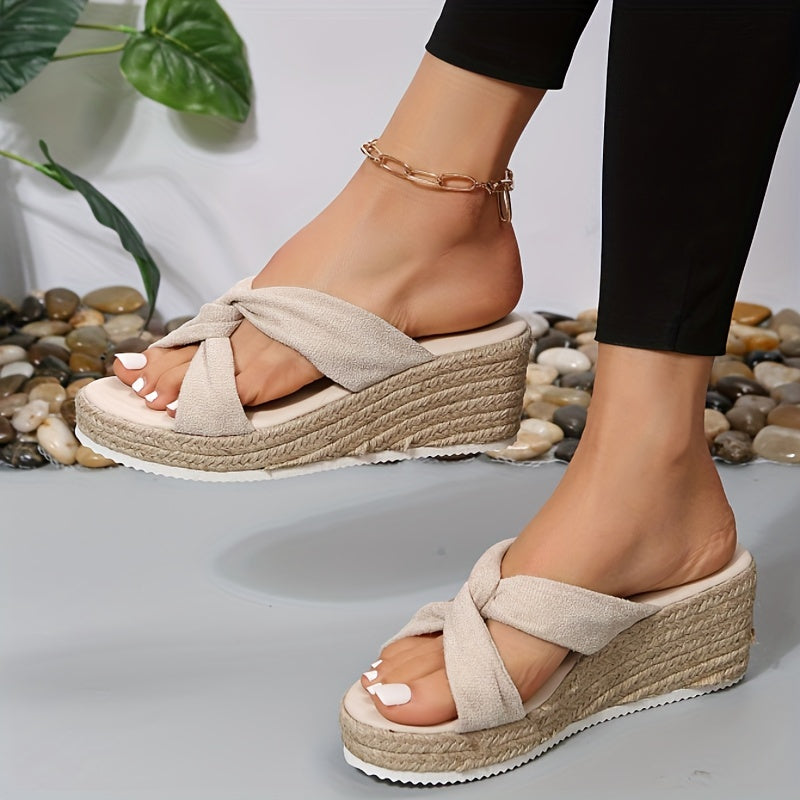 Women's Platform Slip On Sandals Summer Wedge Shoes