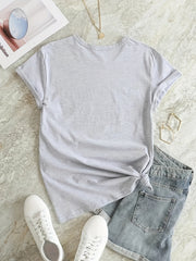 Heart Graphic Sports T shirt Round Neck Short Sleeves Workout Tops Women's