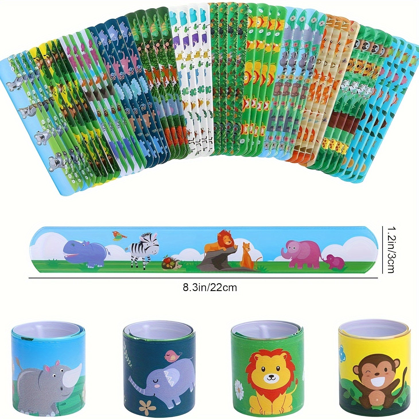 24 Pack Jungle Safari Party Favors Snap Bands Animal Print Theme