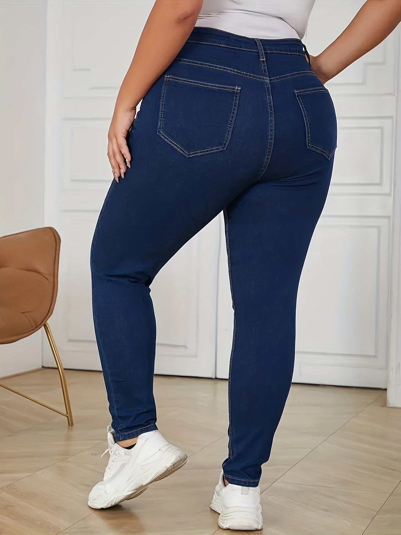  Ripped High Rise Skinny Jeans Women's Casual Jegging