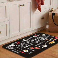 Kitchen Floor Mat Kitchenware And Food Pattern Rug Modern Kitchen Rug
